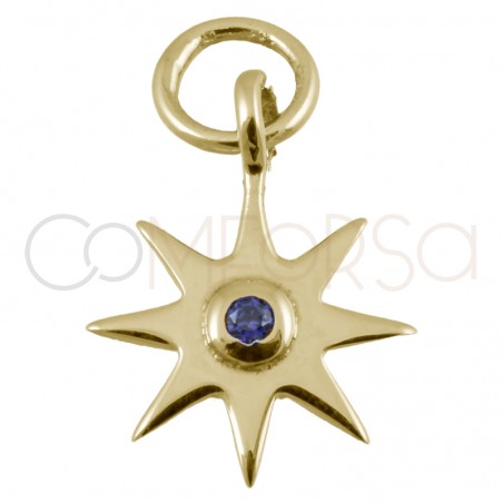 Sterling silver 925 star pendant with amethyst zirconia 10mm
