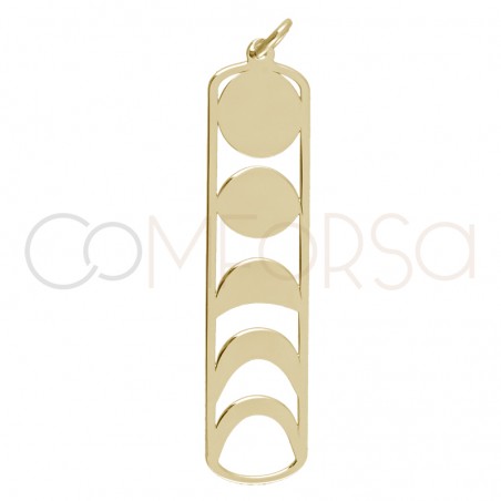 Sterling silver 925 gold-plated lunar phases pendant 10x42mm