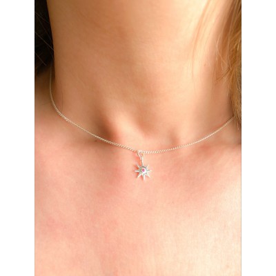 Sterling silver 925 star pendant with crystal zirconia 10mm