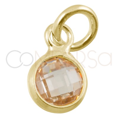 Sterling silver 925 gold-plated mini zirconia pendant champagne 4.5mm
