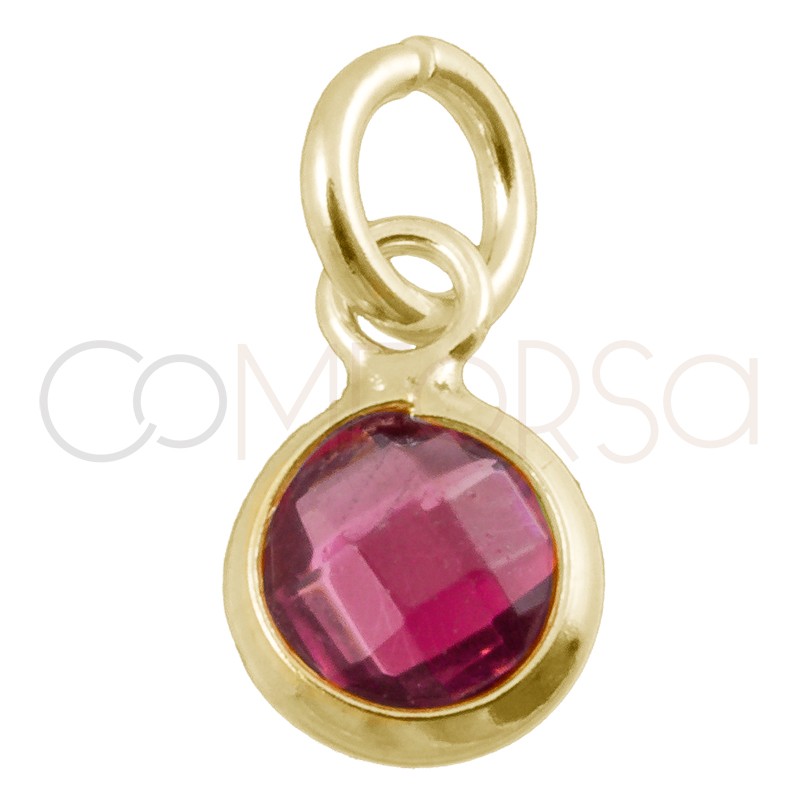 Colgante mini circonita fucsia 4.5mm plata chapada en oro