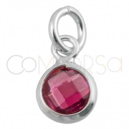 Colgante mini circonita fucsia 4.5mm plata chapada en oro