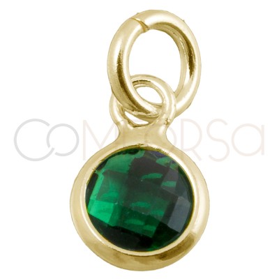 Sterling silver 925 gold-plated mini zirconia pendant green 4.5mm