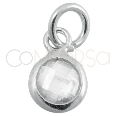 Colgante mini circonita cristal 4.5mm plata chapada en oro