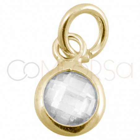 Colgante mini circonita cristal 4.5mm plata chapada en oro