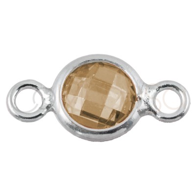 Entrepieza mini circonita champagne 4.6mm plata chapada en oro