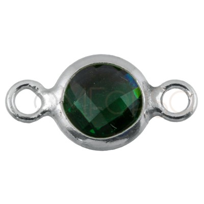 Entrepieza mini circonita verde 4.6mm plata chapada en oro