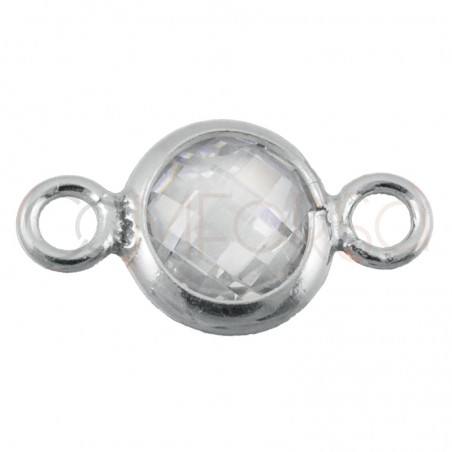 Entrepieza mini circonita cristal 4.6mm plata chapada en oro