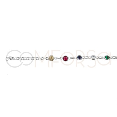 Sterling silver 925 multi-color zirconias bracelet 17+3.5cm