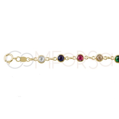 Sterling silver 925 multi-color zirconias bracelet 17+3.5cm