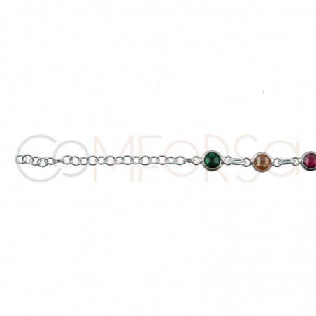 Sterling silver 925 gold-plated colorful zirconias anklet 21+4cm