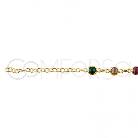 Sterling silver 925 gold-plated colorful zirconias anklet 21+4cm