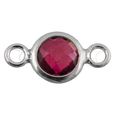 Entrepieza mini circonita fucsia 4.6mm plata chapada en oro