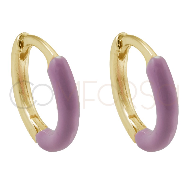 Mini criolla esmalte rosa 12mm plata chapada en oro