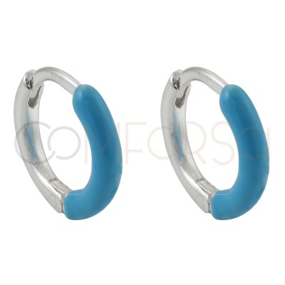 Sterling silver 925 turquoise enamel hoop earrings 12 mm