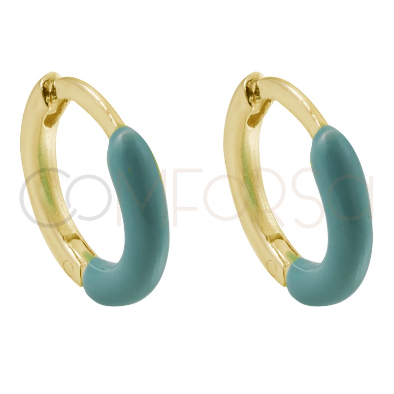 Mini criolla esmalte verde 12mm plata chapada en oro