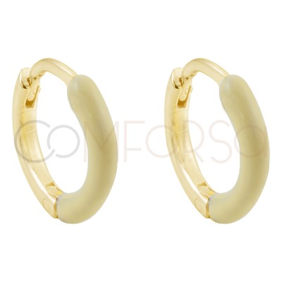 Sterling silver 925 gold-plated yellow enamel hoop earrings 12 mm