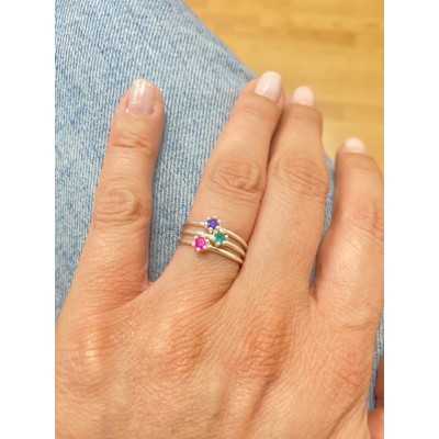 Anillo con circonita Amatista plata 925