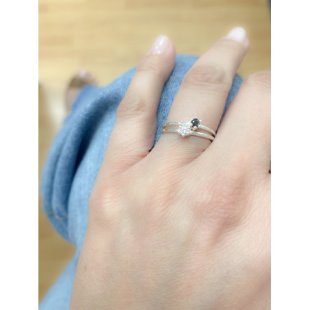 Sterling silver 925 ring with Jet zirconia