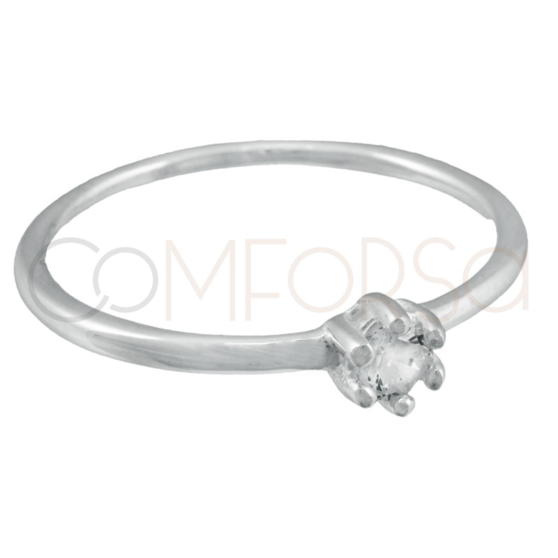 copy of Anillo con circonita Jet plata 925