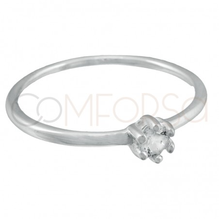 Anillo con circonita cristal plata 925