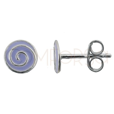 Pendiente mini espiral lila 5.5 x 5.5 mm plata 925