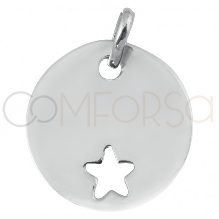 Sterling silver 925 pendant with star cut out 15 mm