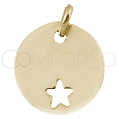 Engraving + Gold plated sterling silver 925 engraving cut out star charm 15 mm