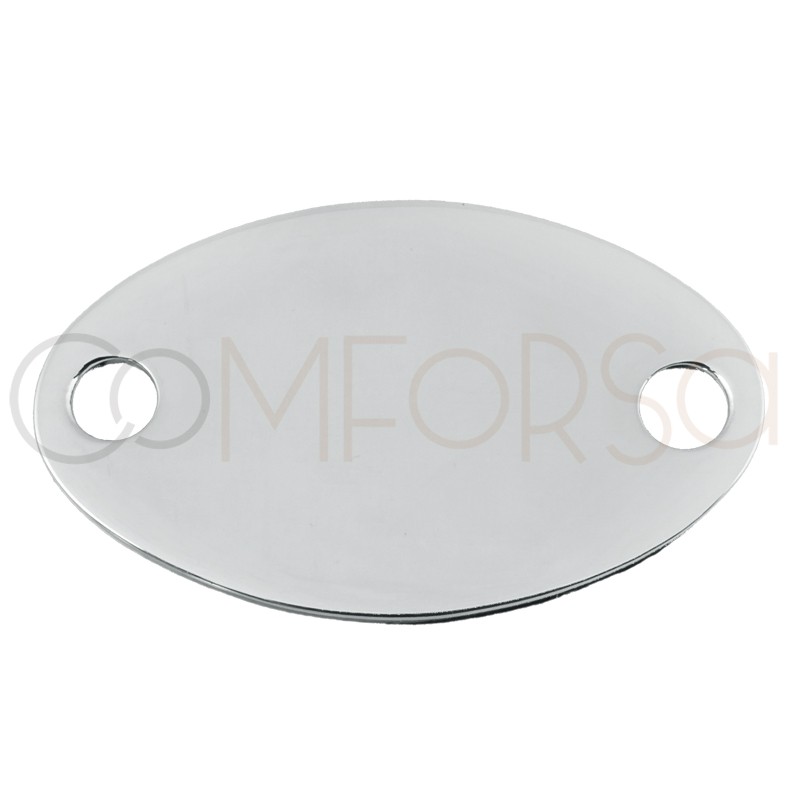 Sterling Silver 925 Engravable Oval Tag 2 Holes 25x15mm