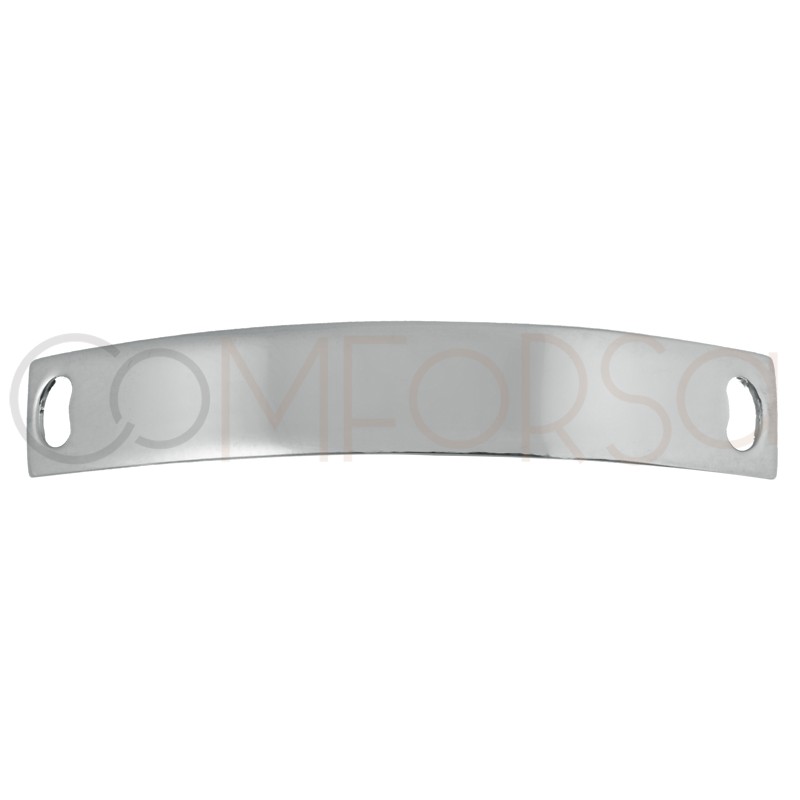 Engraving + Sterling Silver 925 Curved Rectangular Tag 40x6.5mm