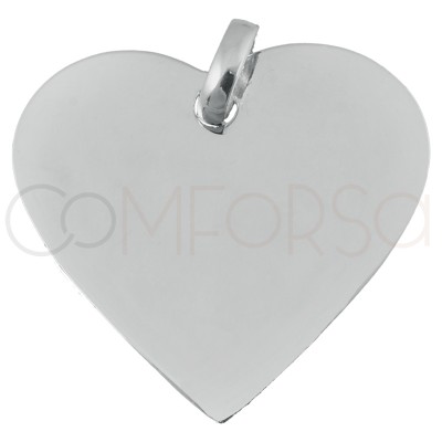 Engraving + Sterling Silver 925 Heart Pendant 24x22 mm
