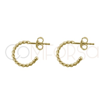 Sterling silver 925 gold-plated twisted wire hoop earrings 12mm
