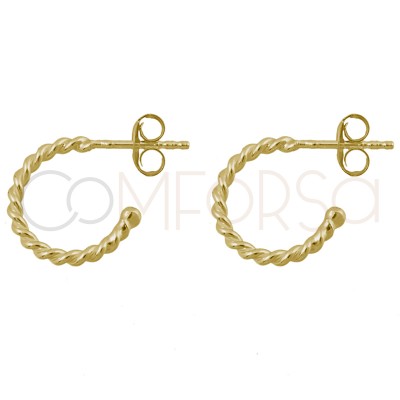 Sterling silver 925 gold-plated twisted wire hoop earrings 12mm