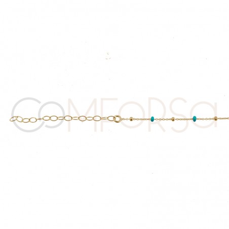 Balls and mint enamel chain 40+5cm sterling silver gold plated