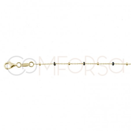 Balls and black enamel chain 40+5cm sterling silver gold plated
