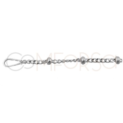 Sterling silver 925 curb chain with ball 1.2 mm