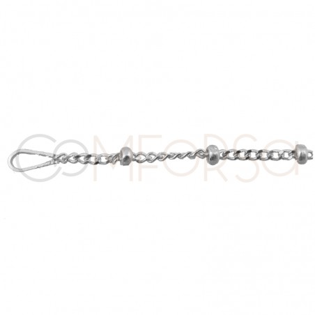 Sterling silver 925 curb chain with ball 1.2 mm