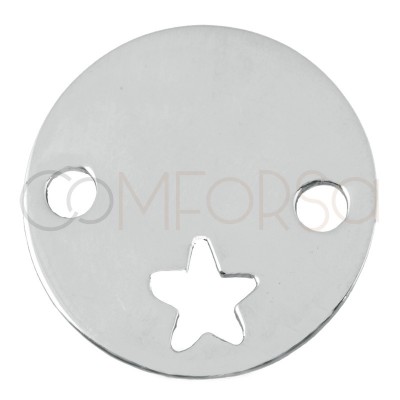Engraving + Sterling silver 925 cut out star connector 15 mm