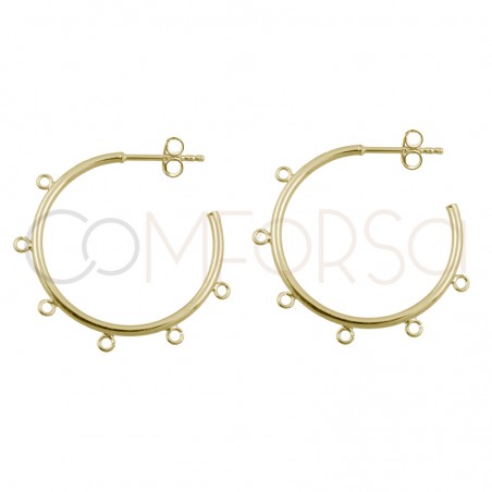 Sterling silver 925 gold-plated hoop earring with jumprings 25mm