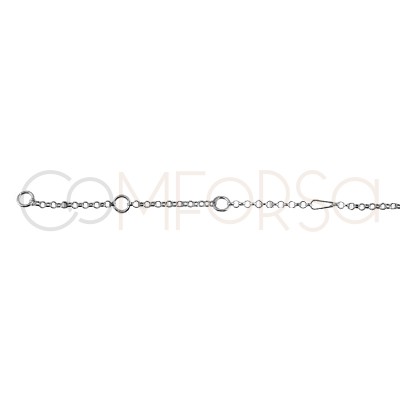 Rhodium plated Sterling Silver 925 Chain 40 cm with extender 6 cm