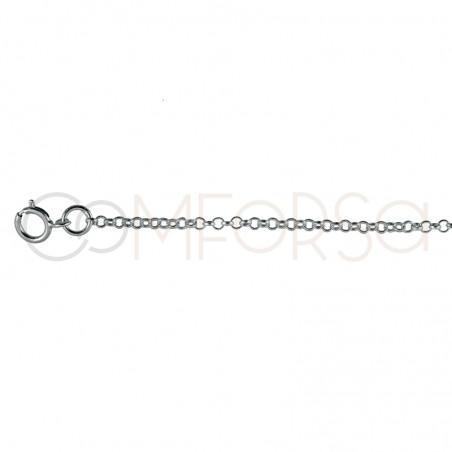 Rhodium plated Sterling Silver 925 Chain 40 cm with extender 6 cm