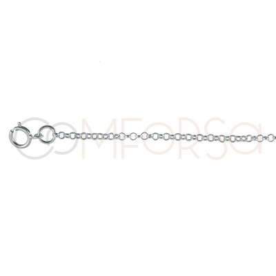 Rhodium plated Sterling Silver 925 Chain 40 cm with extender 6 cm