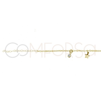 cadena estrellas  y circonias 40cm + 5 mm plata 925