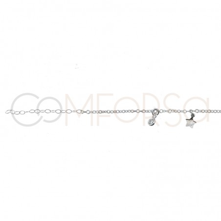 cadena estrellas  y circonias 40cm + 5 mm plata 925