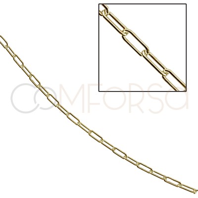 Cadena forzada alargada  3.5 x 10 mm plata chapada en oro