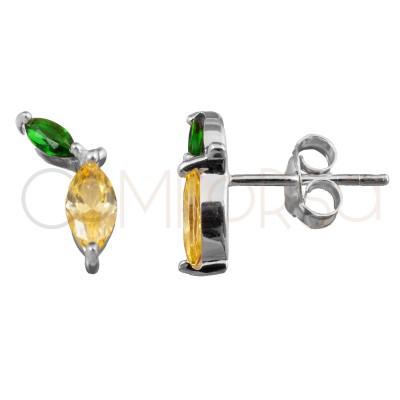 Sterling silver 925 gold-plated lemon earring 4 x 9mm