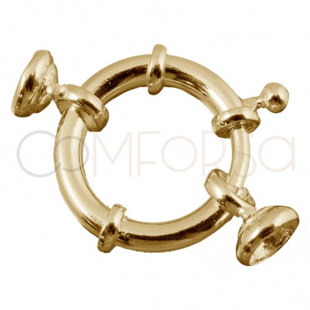 Gold plated sterling silver 925 giant Bolt ring with caps end 18 mm