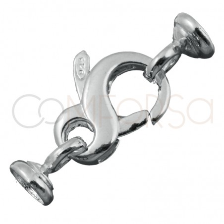 Sterling silver 925 Lobster clasp with bar end cap 7 mm