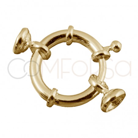 Maxi broche de argolla 16 mm con casquillas plata baño oro