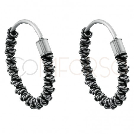 Sterling silver 925 hoops with braided and coiled wire 12mm